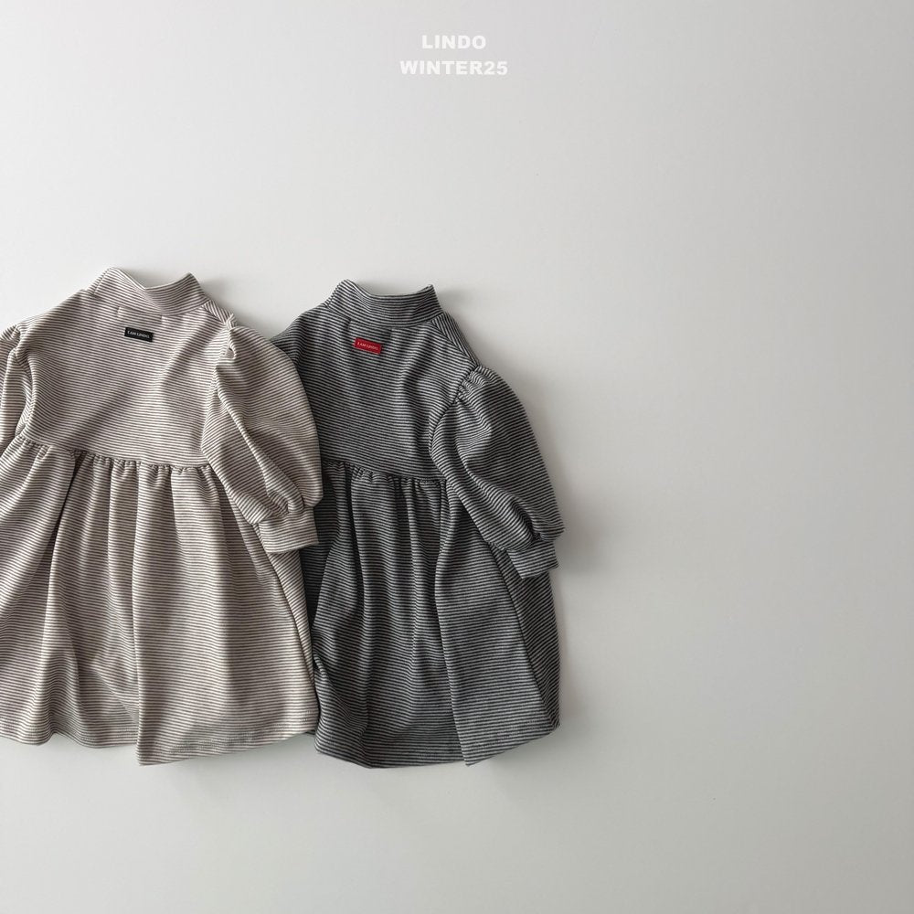 ［LINDO］Stripe turtleneck one-piece