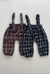 ［mimi market］Neko check suspender pants