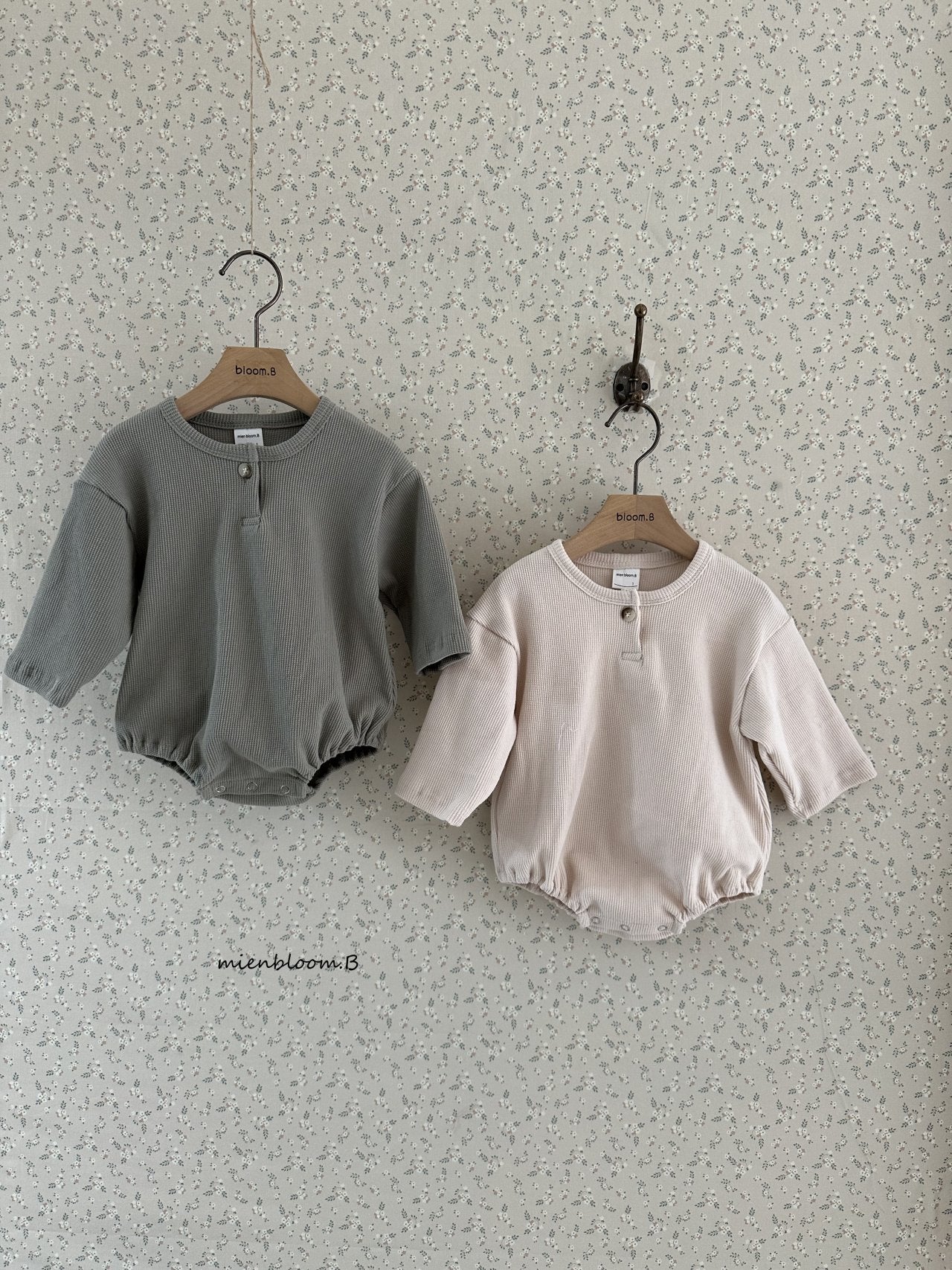 ［mienbloom.B］Waffle button rompers (baby)