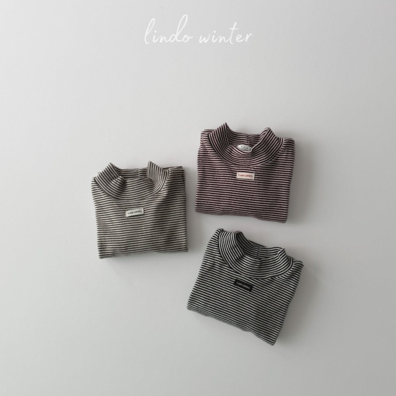 ［LINDO］Stripe turtleneck tops