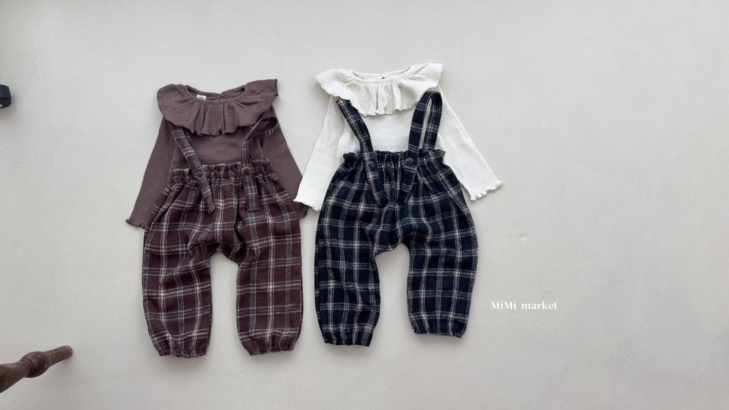 ［mimi market］Neko check suspender pants