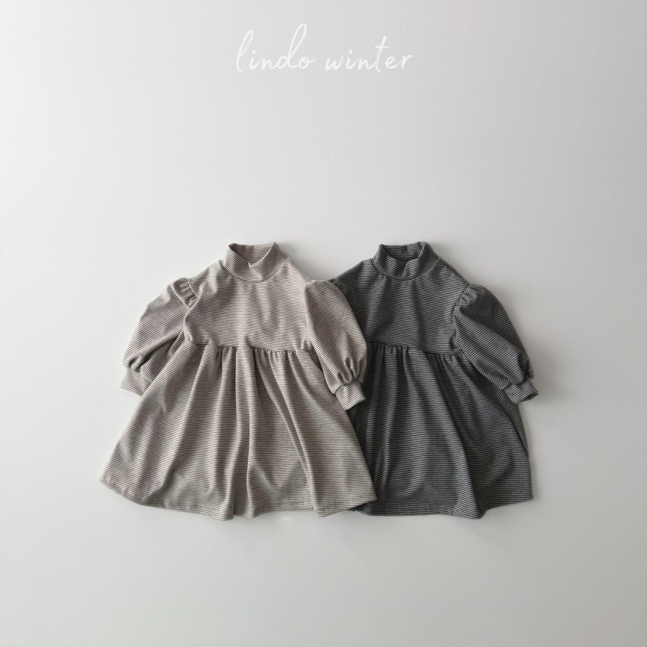 ［LINDO］Stripe turtleneck one-piece