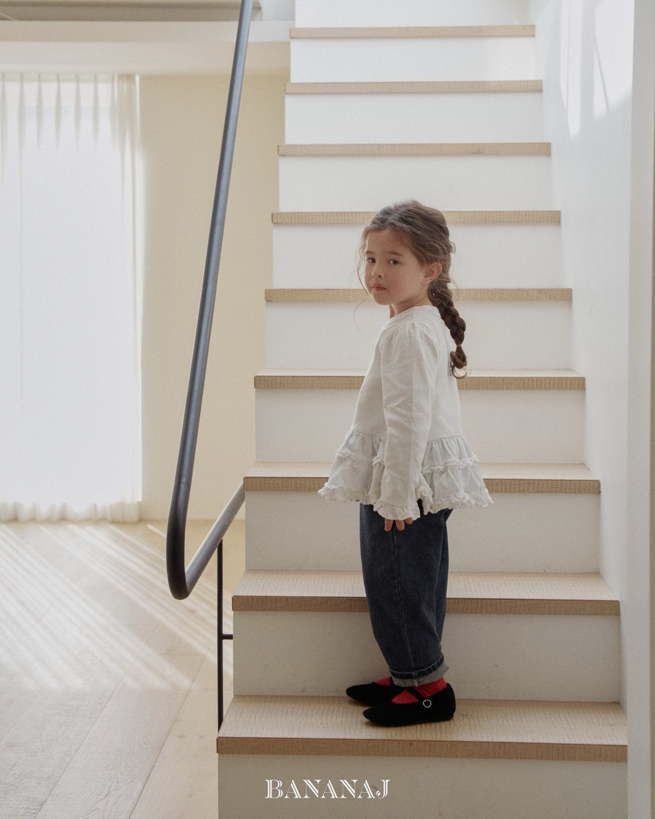 ［nanamood by BANANAJ］Bebe ruffle frill tee