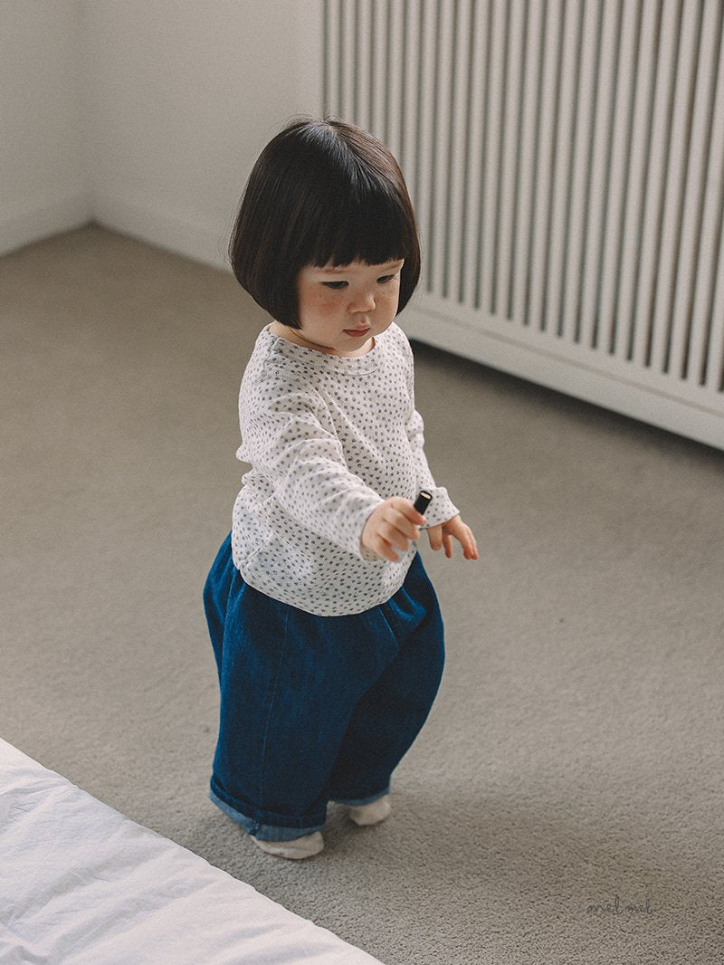 ［MELMEL］Flower ribbed longsleeve tee