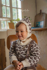 ［HIBYEBEBE］Jacquard knit set (tops & bonnet)