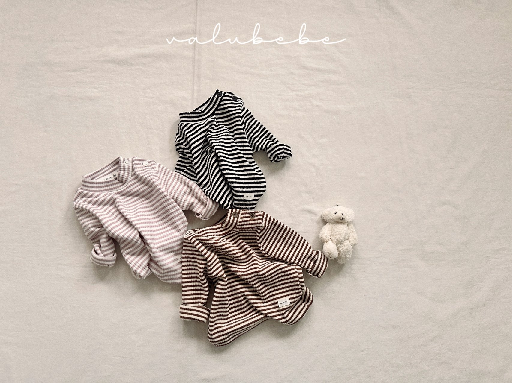 ［valubebe］Soft stripe half neck tops (baby & kids)