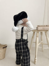 ［mimi market］Neko check suspender pants