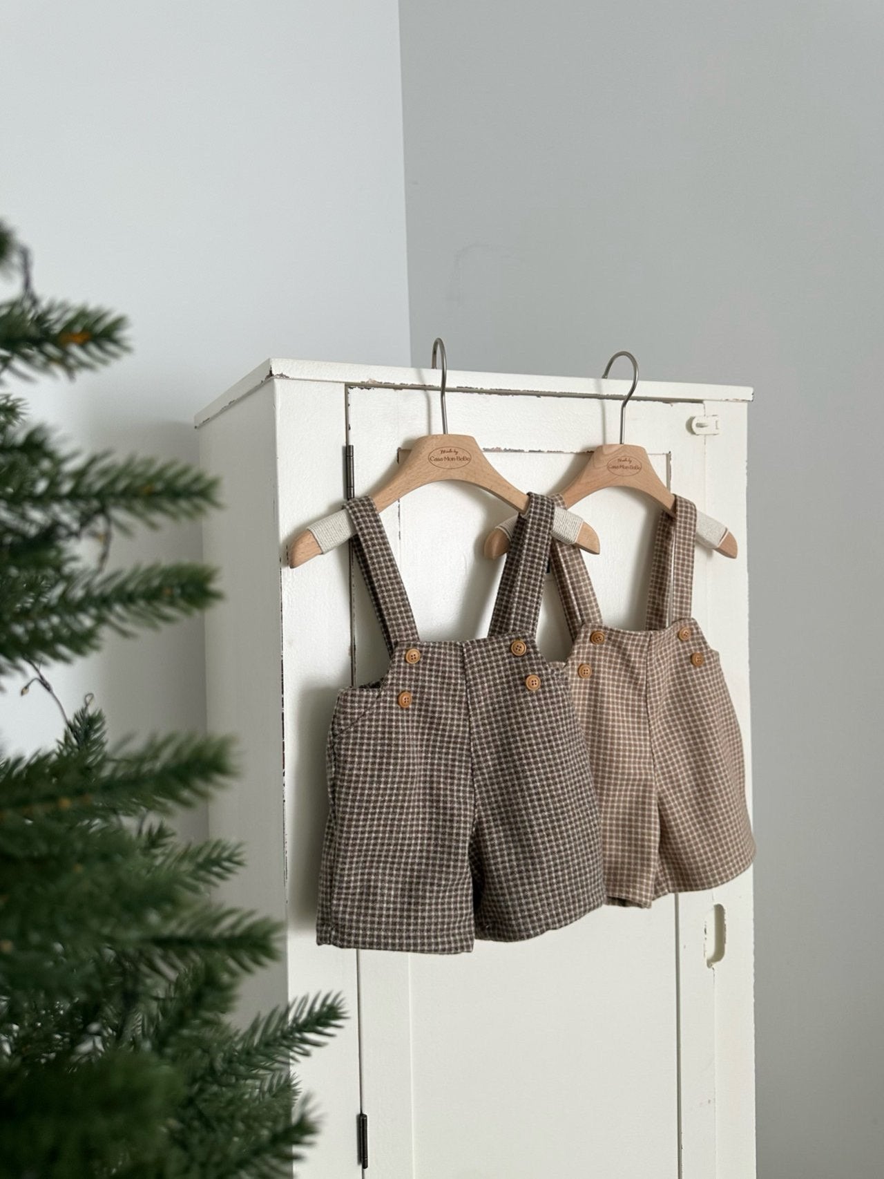 ［monbebe］Window check suspender pants