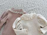 ［OREN］ Rose rib puff tops