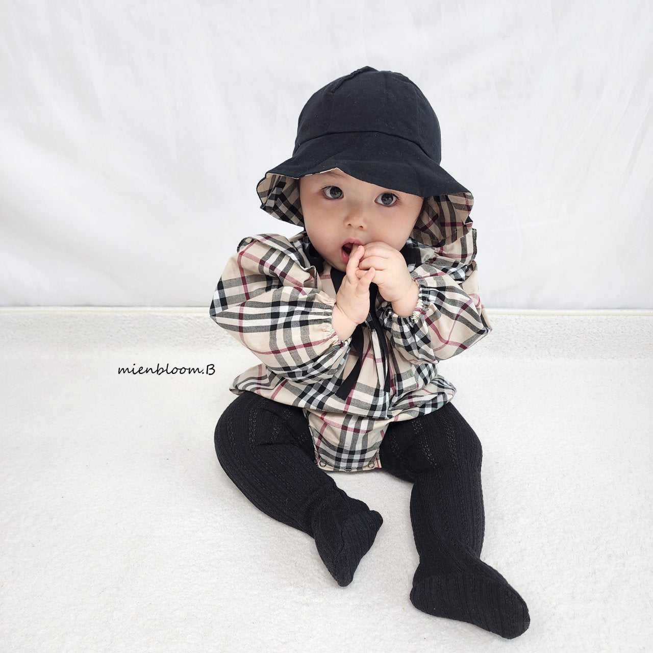 ［mienbloom.B］London check frill rompers (baby)