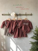 ［monbebe］Merry check rompers