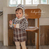 ［HIBYEBEBE］Jacquard knit set (tops & bonnet)