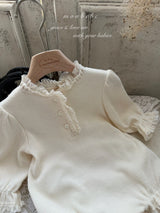 ［monbebe］Waffle double lace rompers