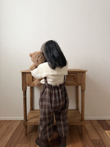 ［mimi market］Neko check suspender pants