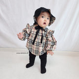 ［mienbloom.B］London check frill rompers (baby)