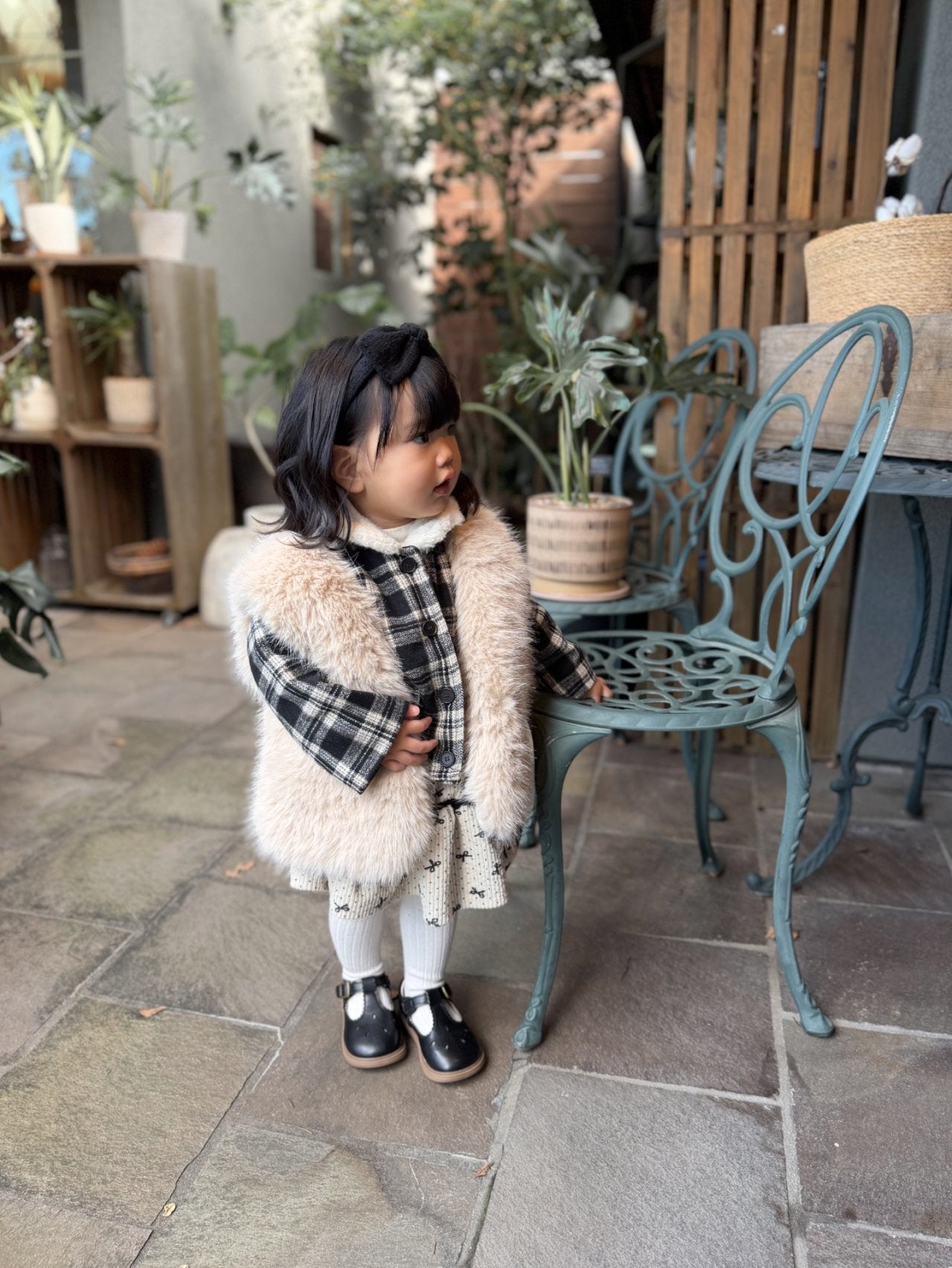 ［mimi market］Check fur coat