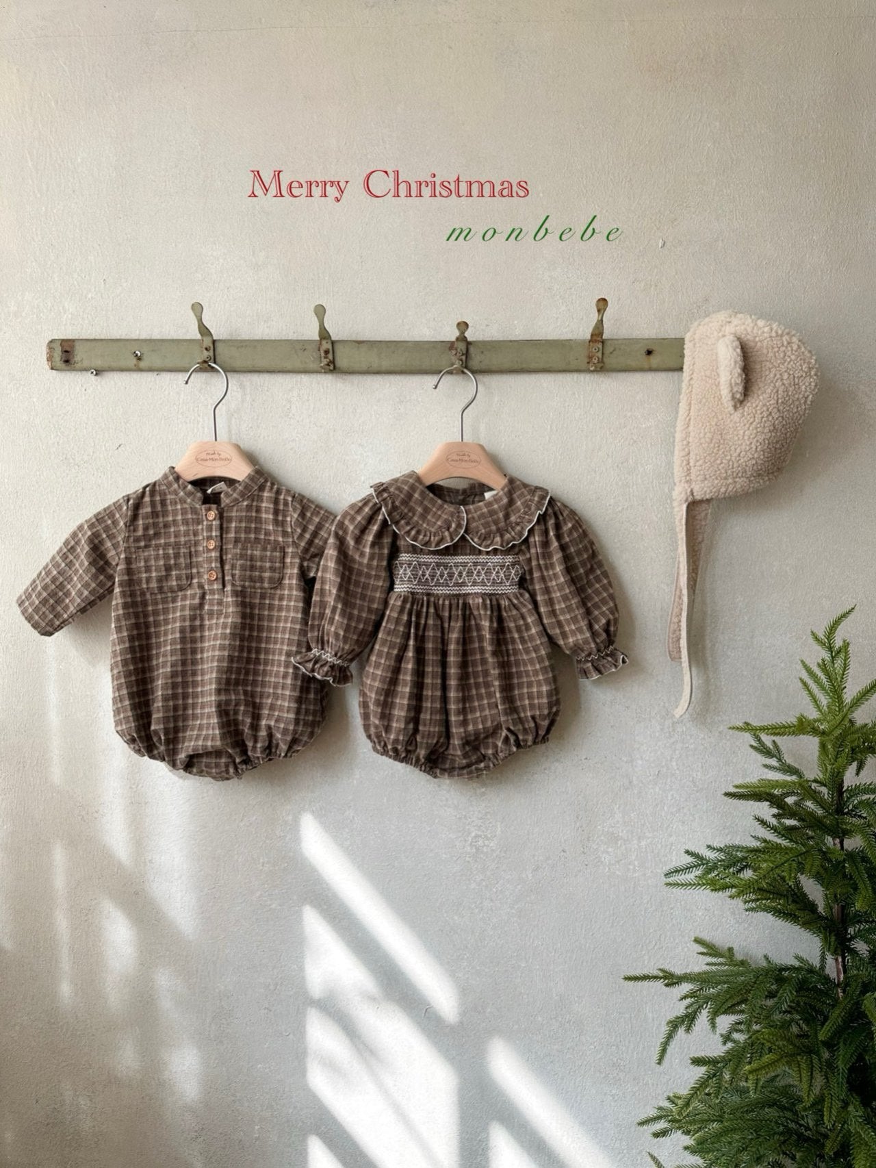 ［monbebe］Merry check rompers