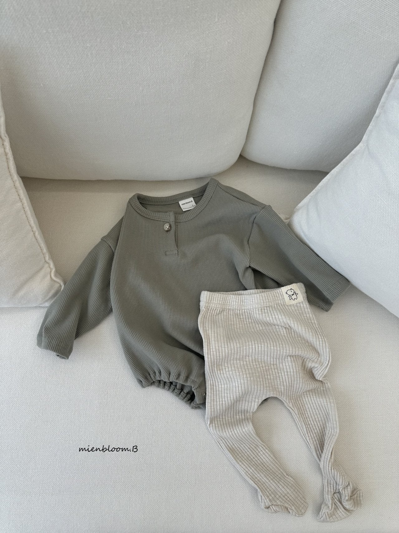 ［mienbloom.B］Waffle button rompers (baby)