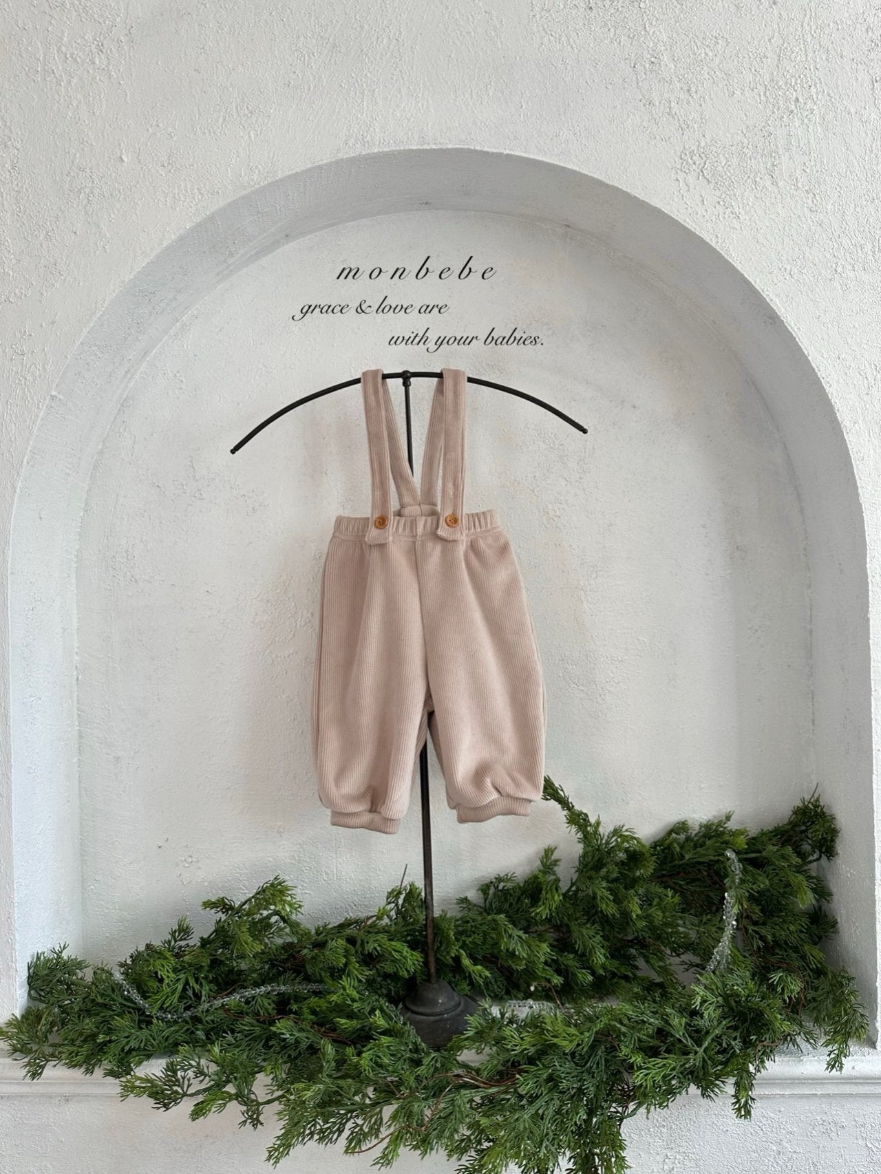 ［monbebe］Winter rib suspender pants