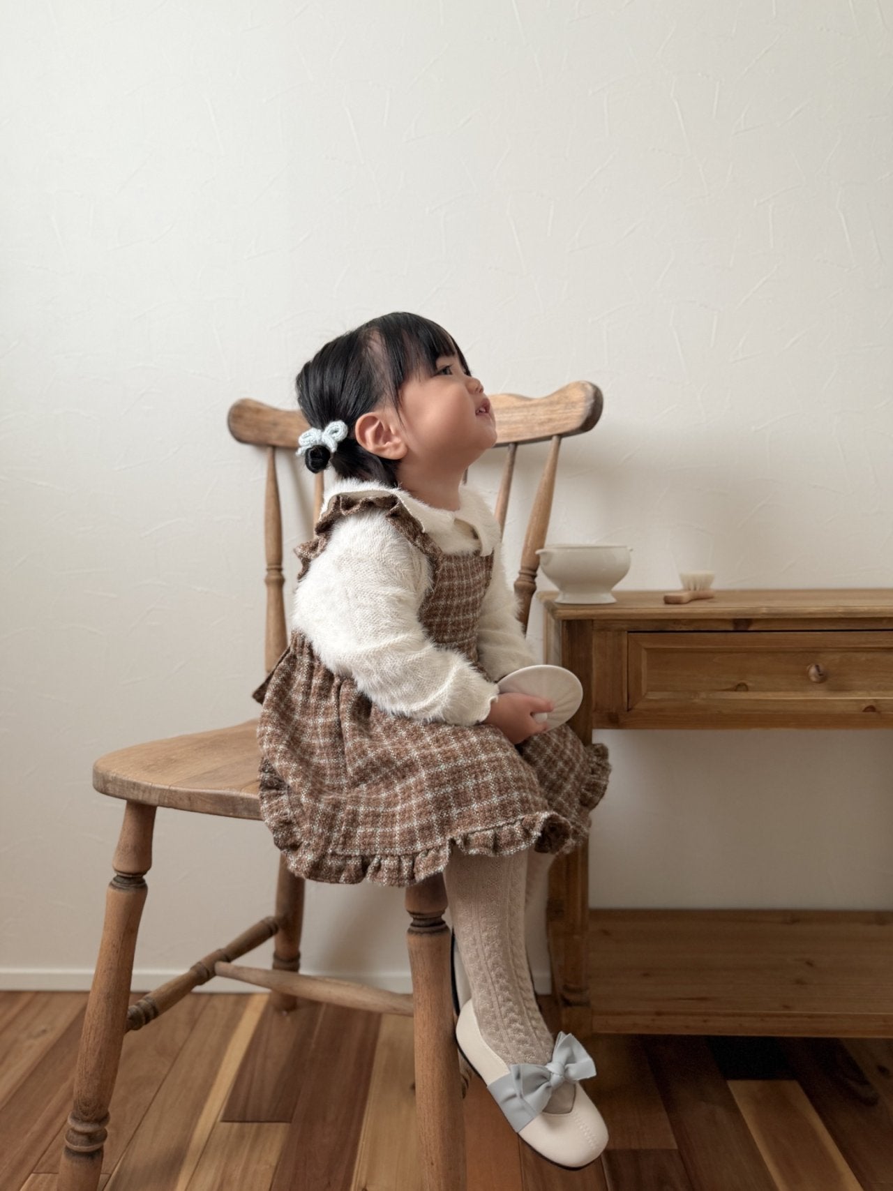 ［mimi market］Boucle apron one-piece