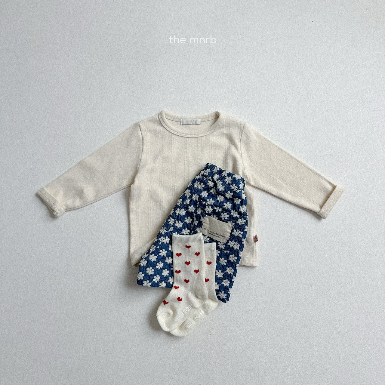 [minirobe] Flower denim short pants