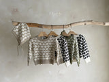 ［HIBYEBEBE］Jacquard knit set (tops & bonnet)