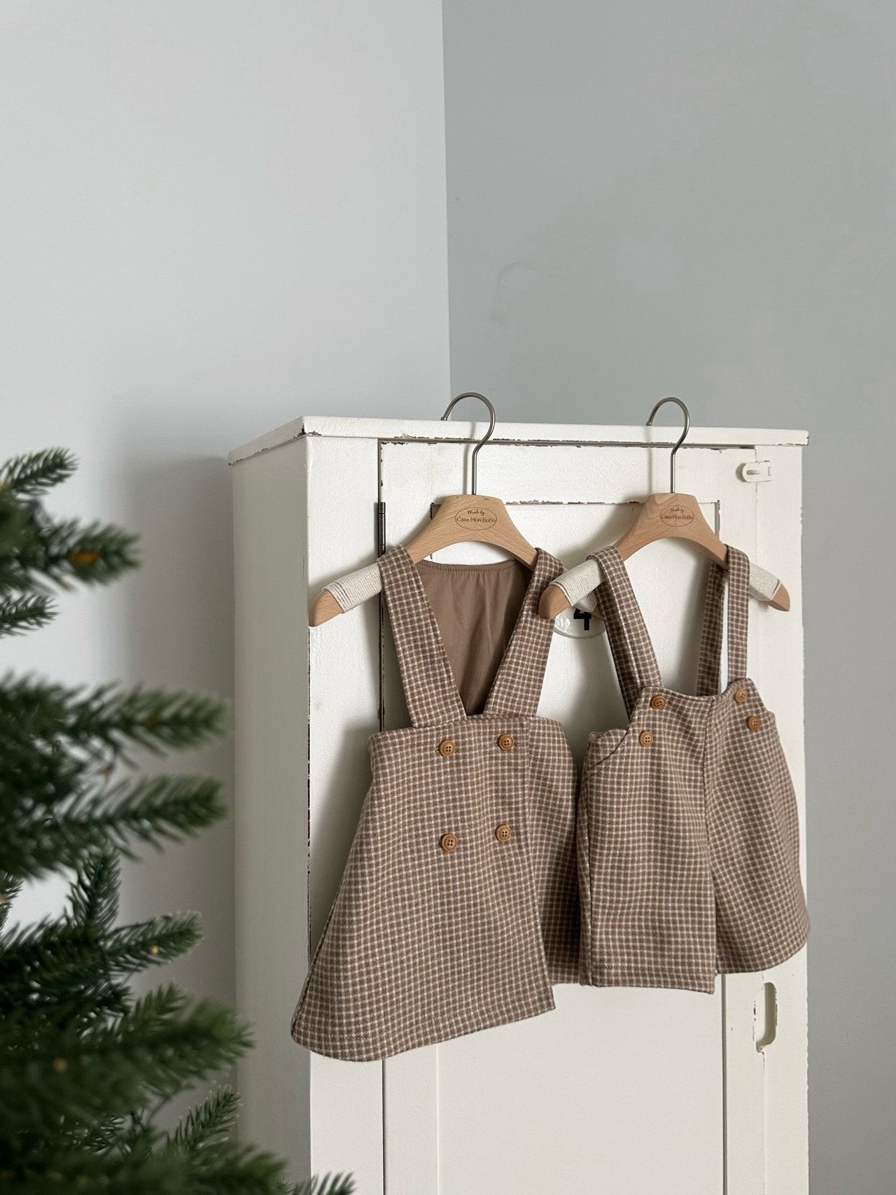 ［monbebe］Window check suspender pants