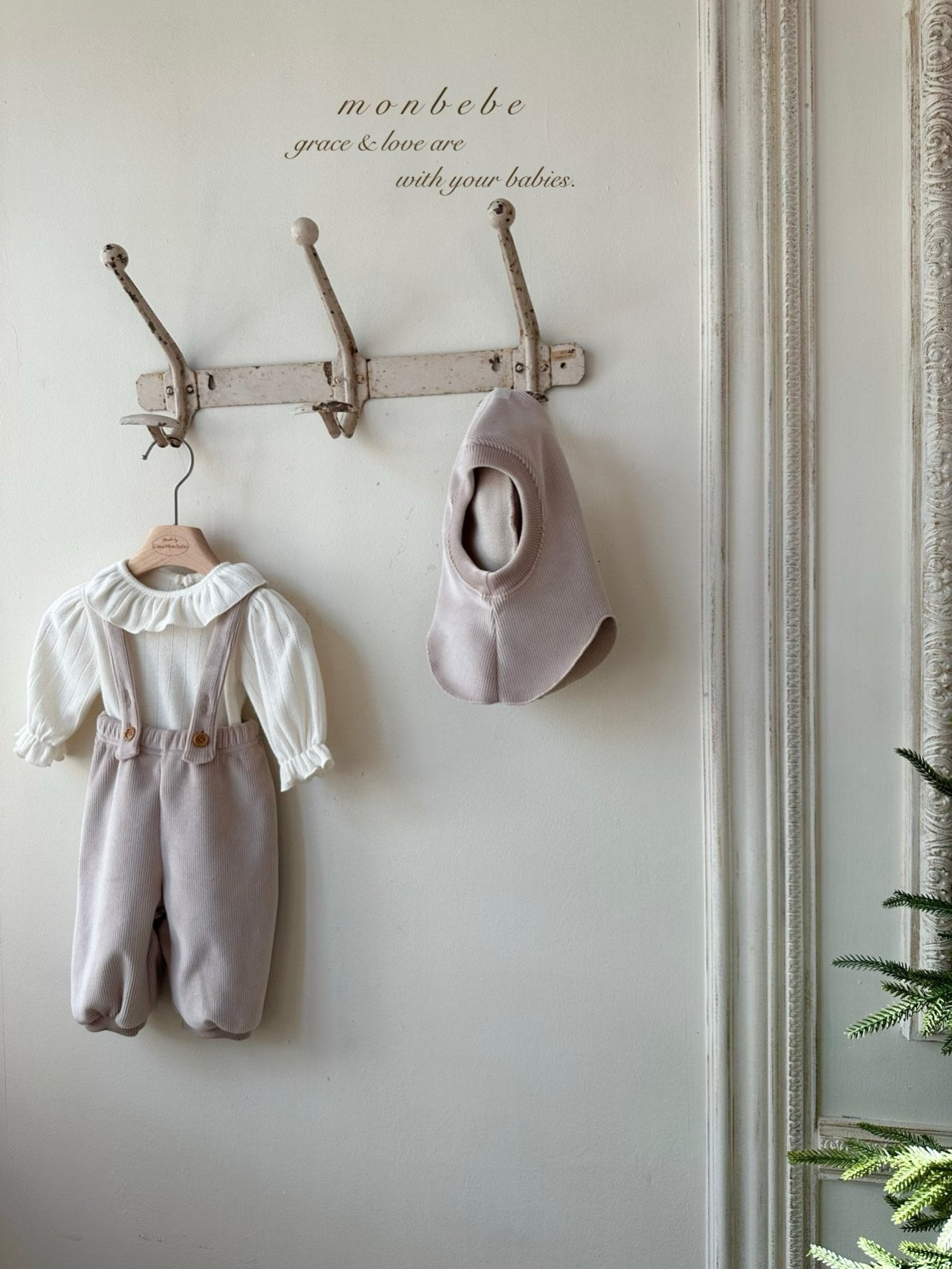 ［monbebe］Winter rib suspender pants