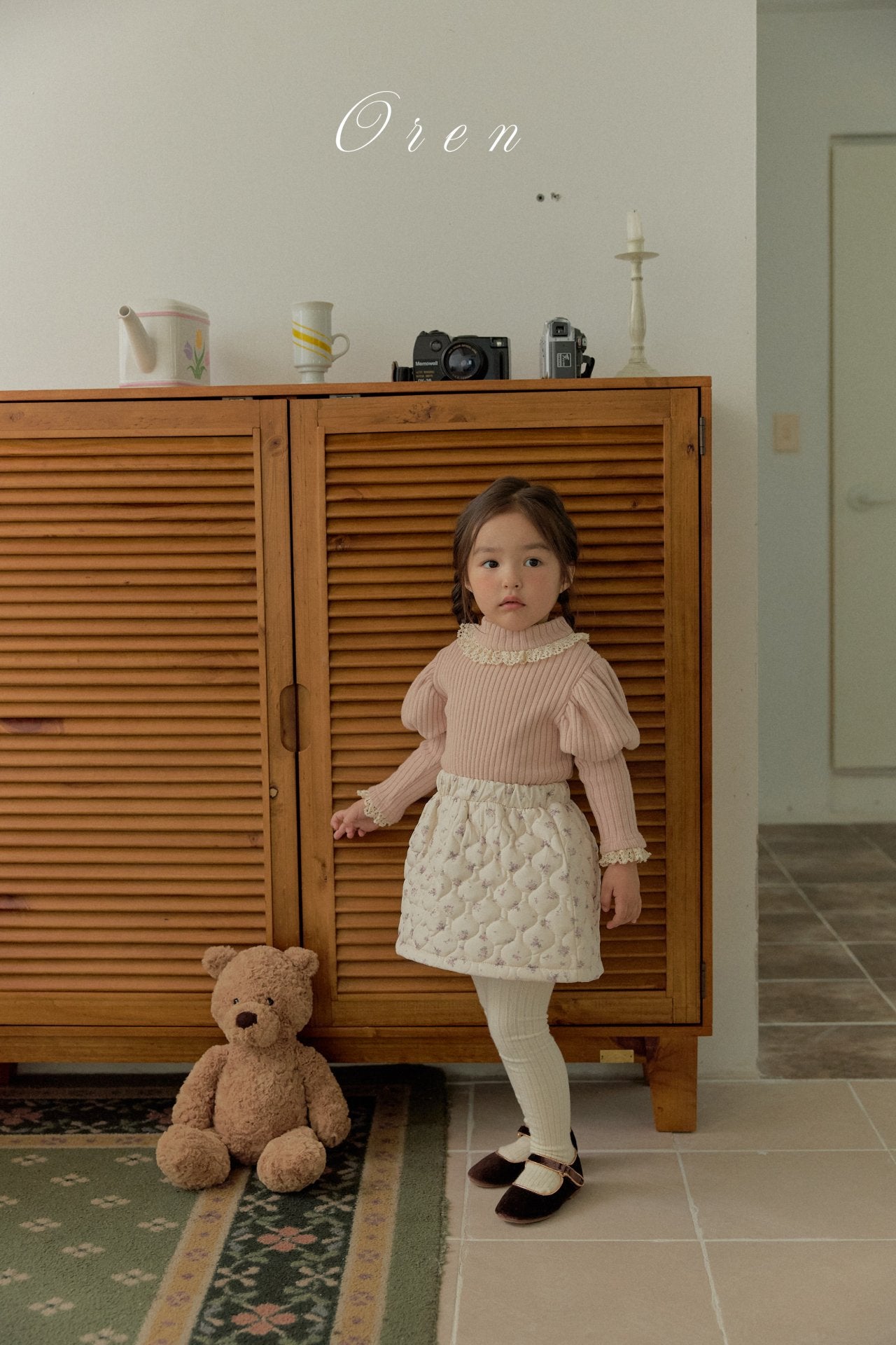 ［OREN］ Rose rib puff tops