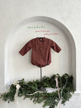 ［monbebe］Merry check rompers