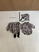 ［mienbloom.B］London check frill rompers (baby)