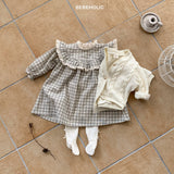 ［bebeholic］Check shirring lace one-piece