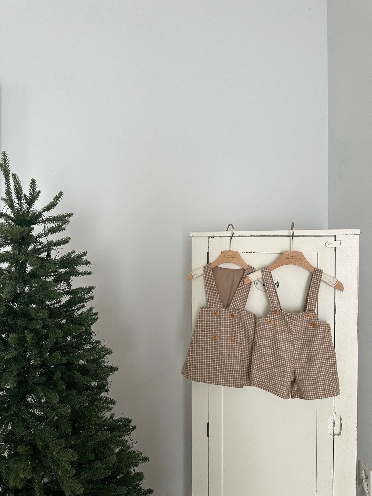 ［monbebe］Window check suspender pants