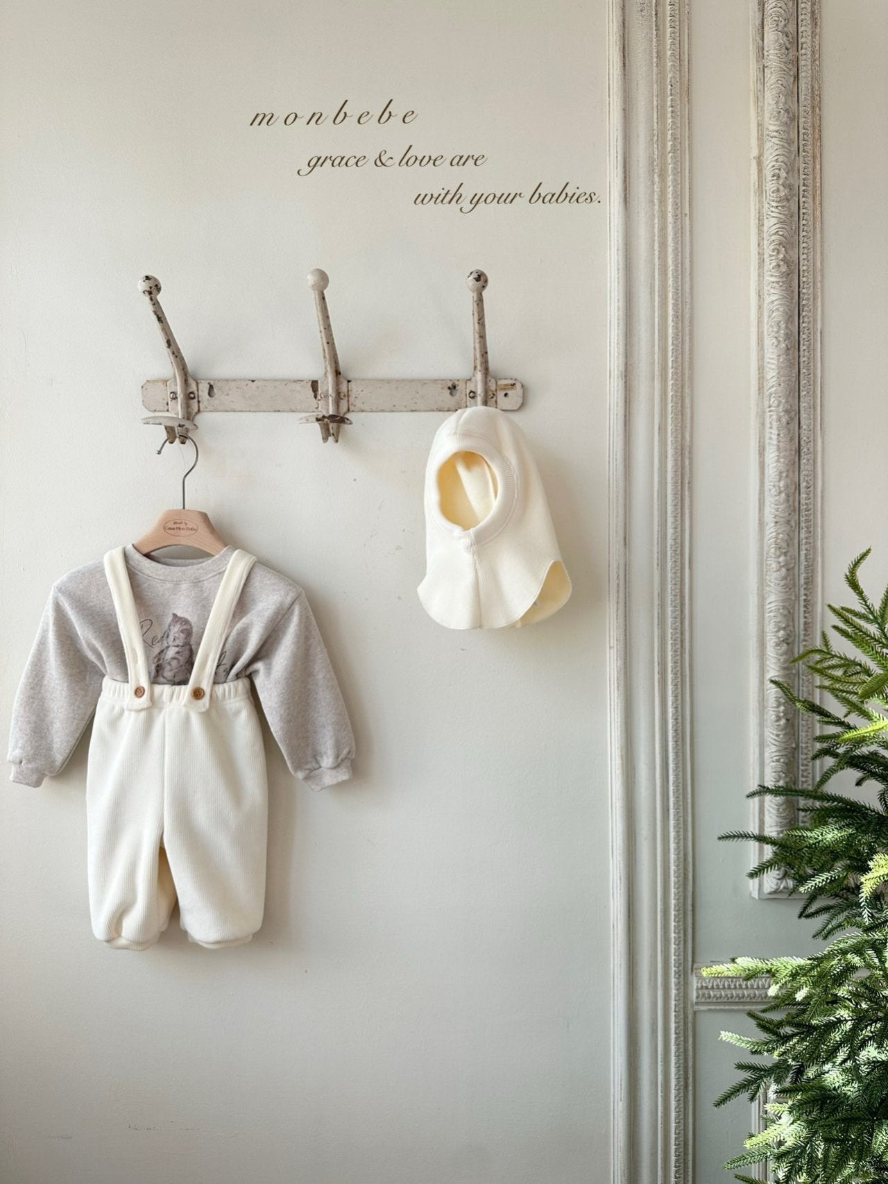 ［monbebe］Winter rib suspender pants