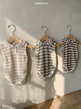 ［bebe holic］Fresh stripe collar rompers