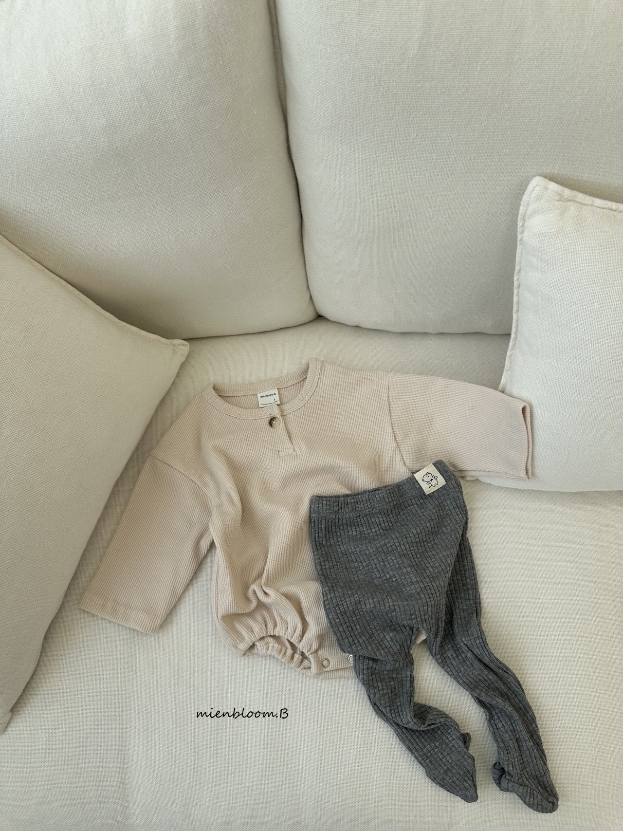 ［mienbloom.B］Waffle button rompers (baby)
