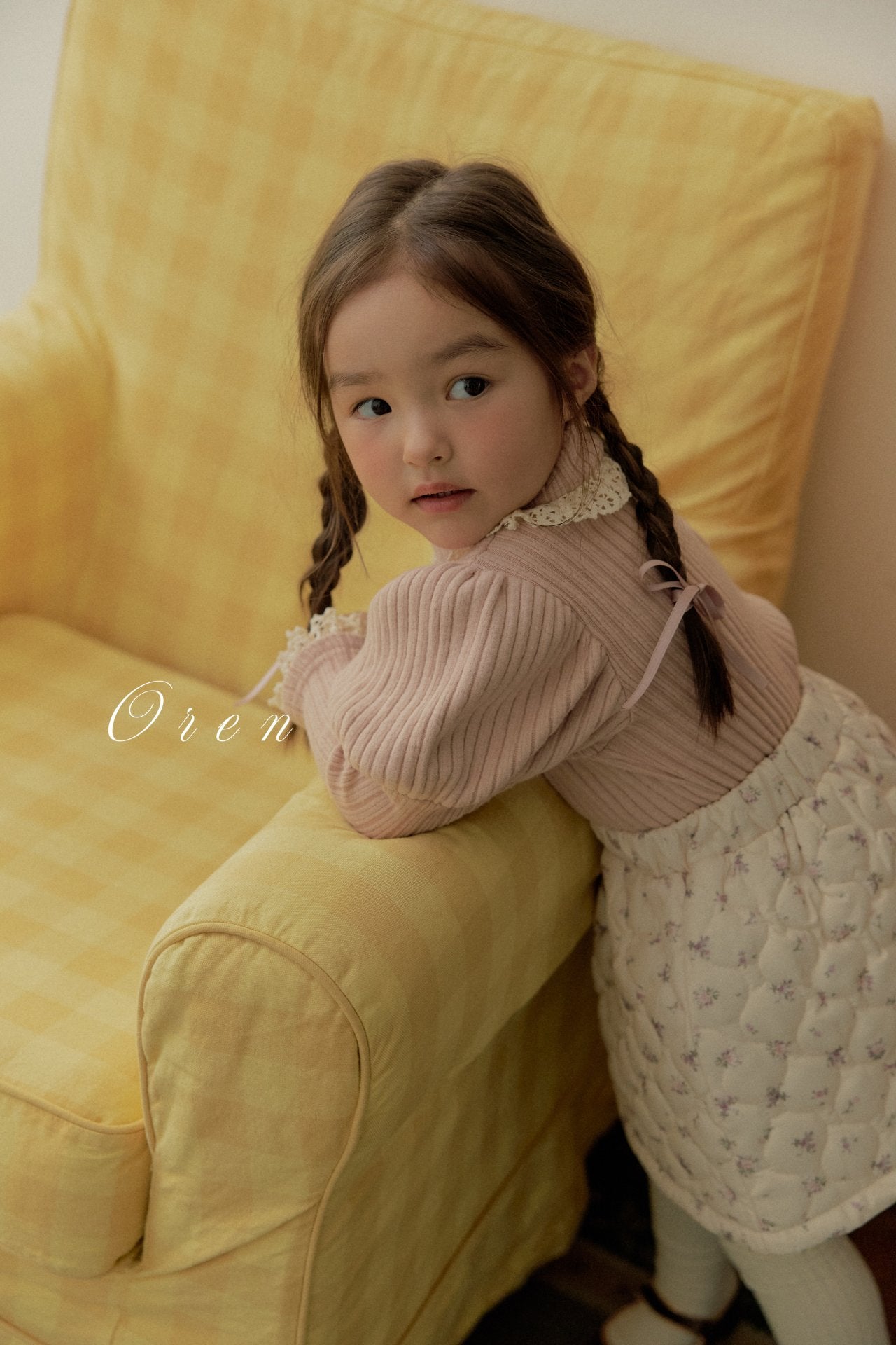 ［OREN］ Rose rib puff tops