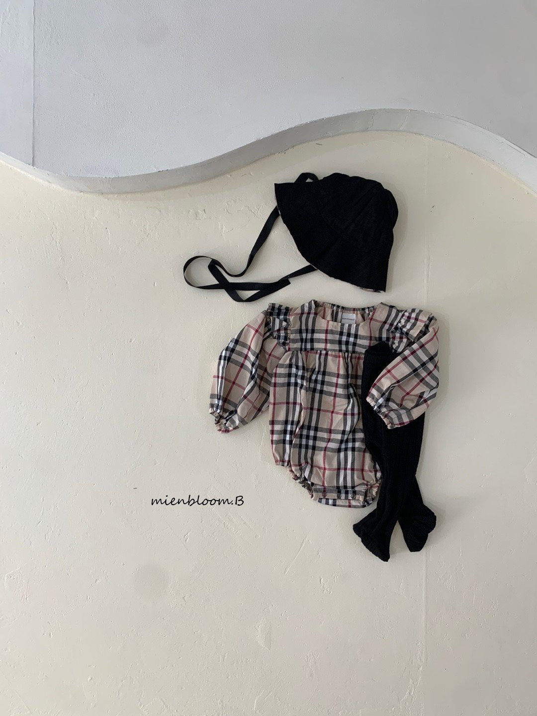 ［mienbloom.B］London check frill rompers (baby)