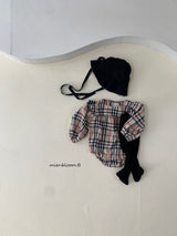［mienbloom.B］London check frill rompers (baby)