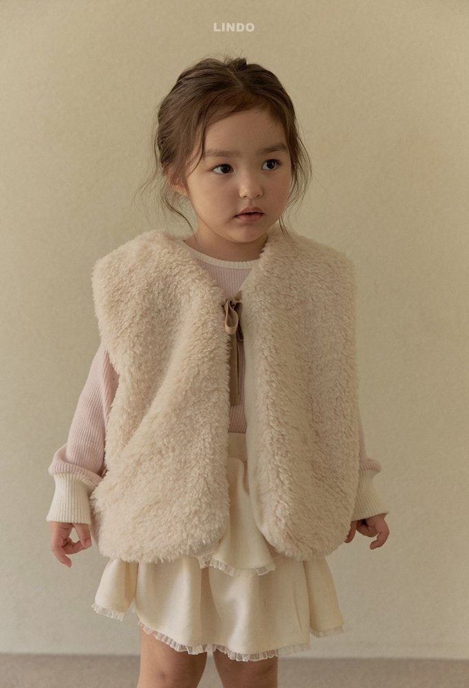 ［LINDO］Betty fur ribbon vest