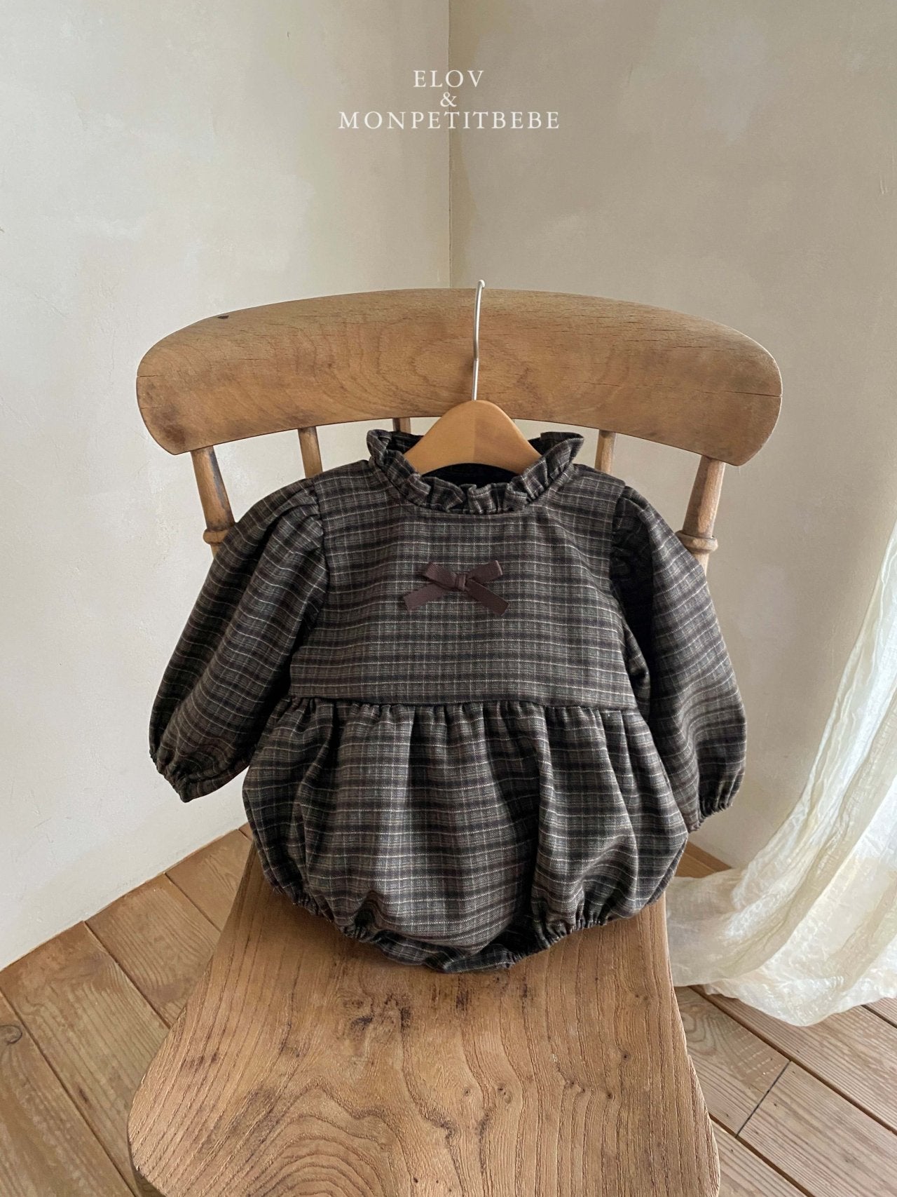 ［Mon petit bebe］Monde check ribbon suit