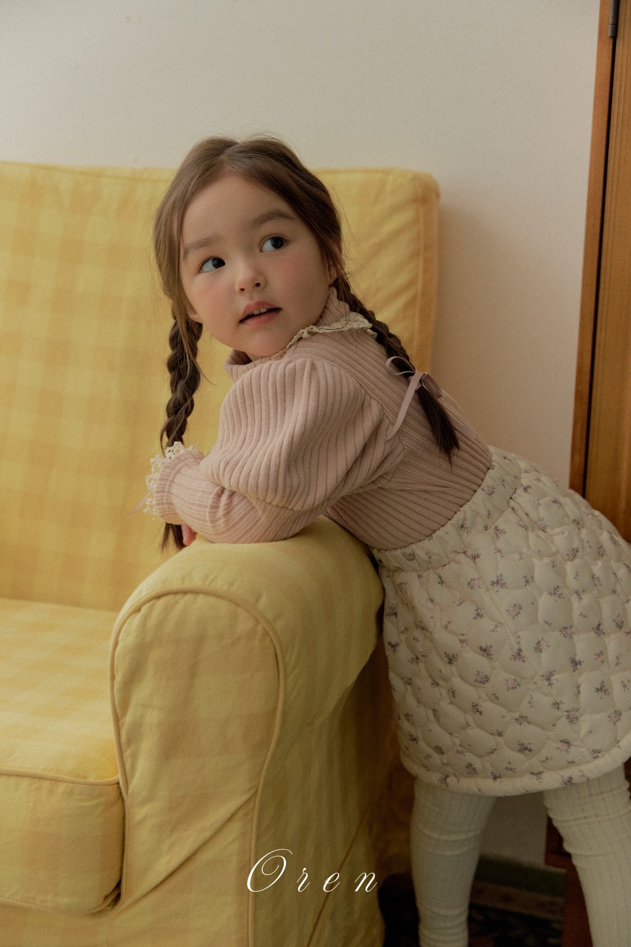 ［OREN］ Rose rib puff tops