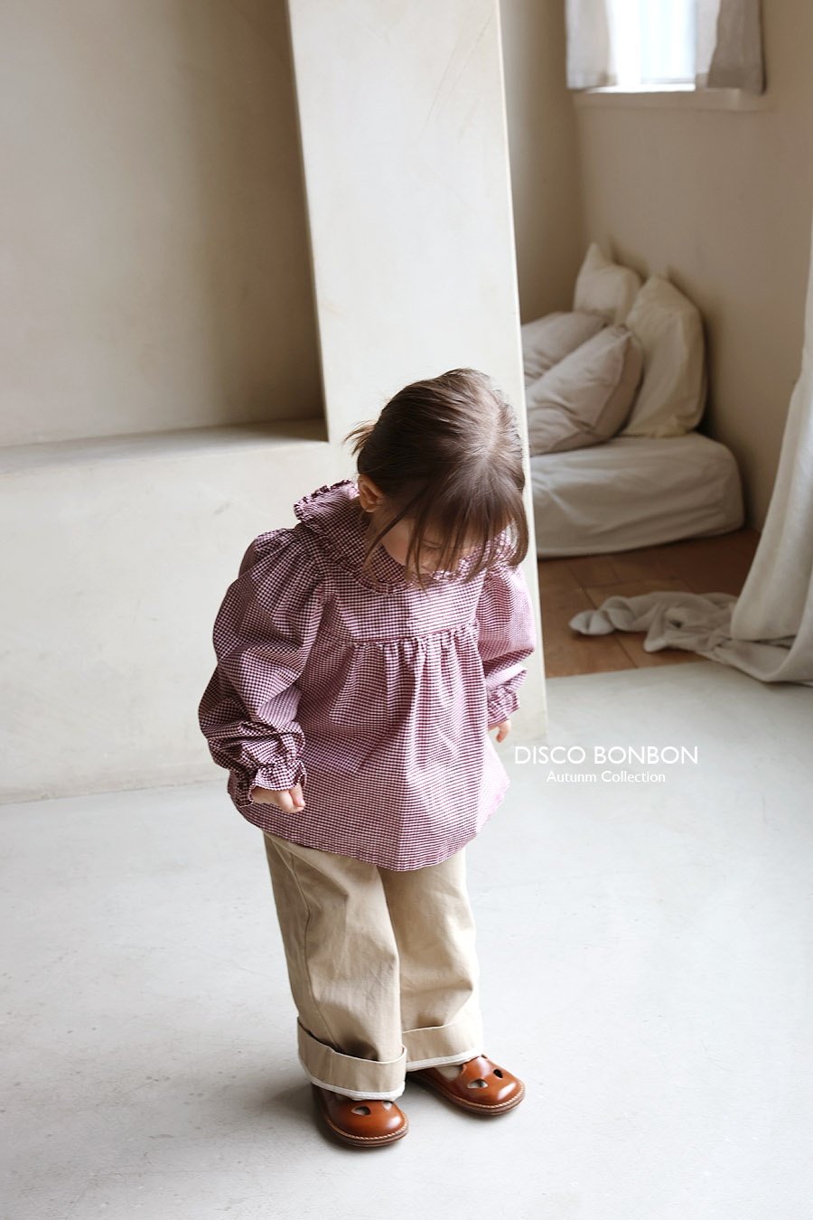 ［DISCO BONBON］Candy frill check blouse