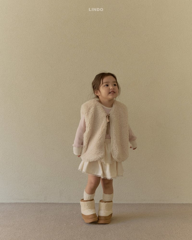 ［LINDO］Betty fur ribbon vest