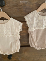［bebe holic］Miu linen lace collar rompers