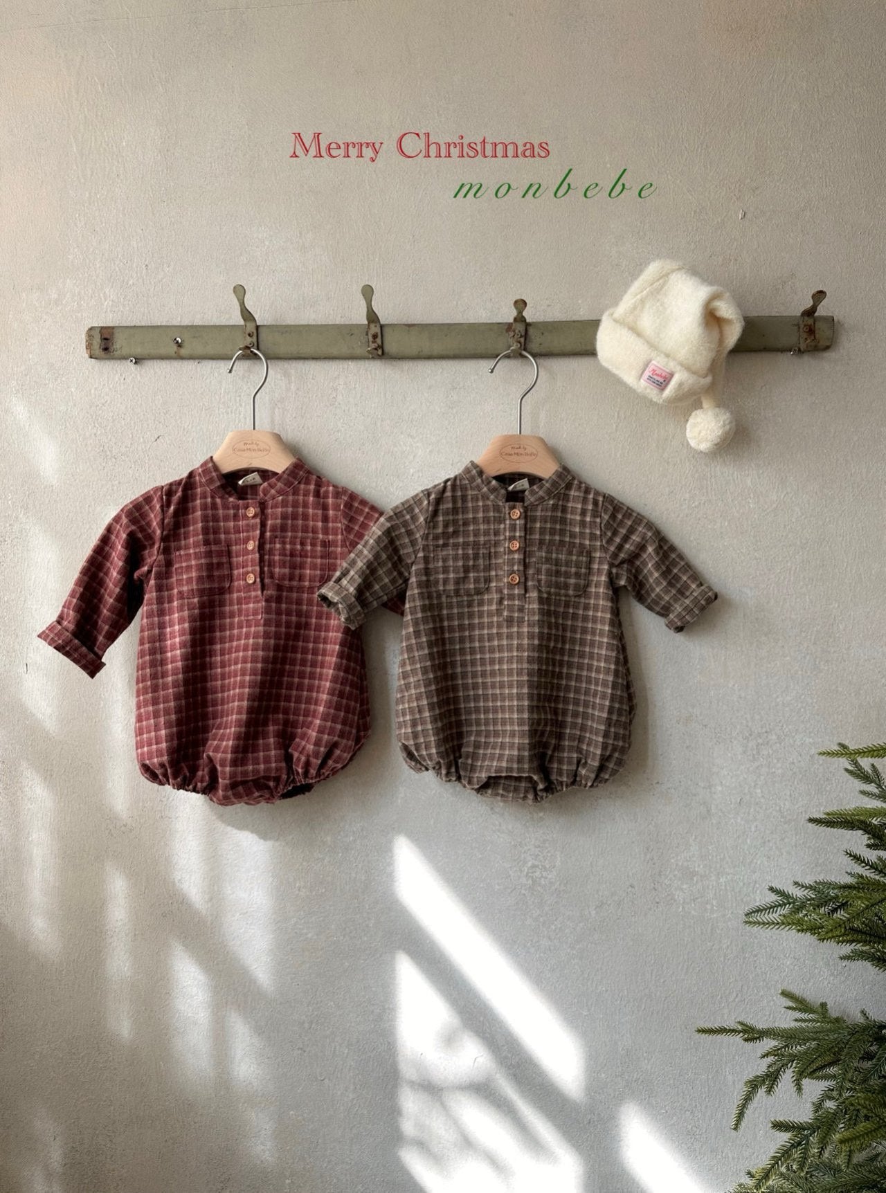 ［monbebe］Merry check rompers