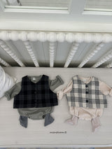 ［mienbloom.B］Waffle button rompers (baby)