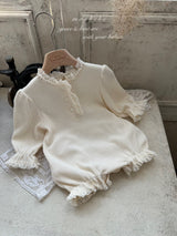 ［monbebe］Waffle double lace rompers