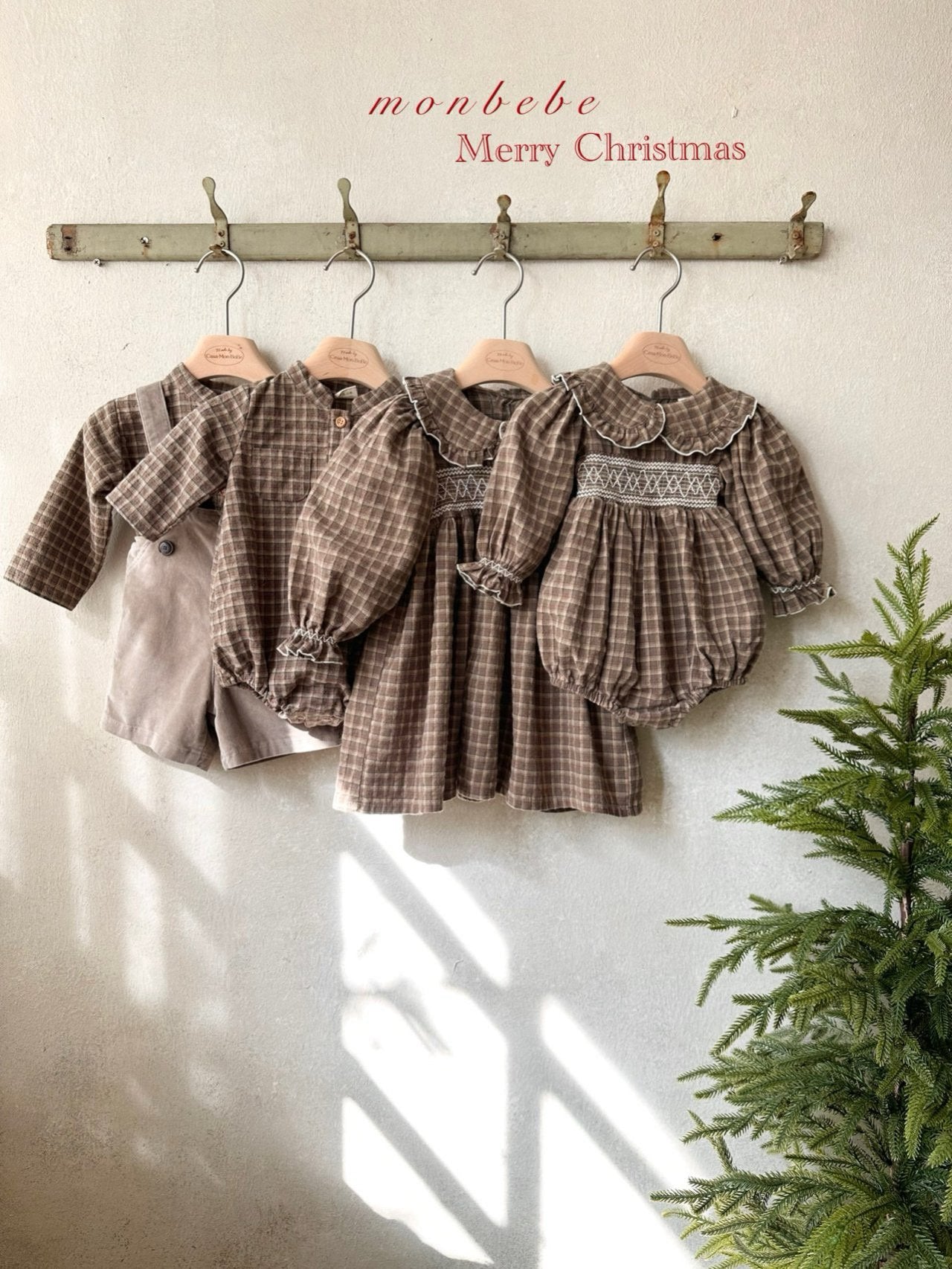 ［monbebe］Merry check rompers