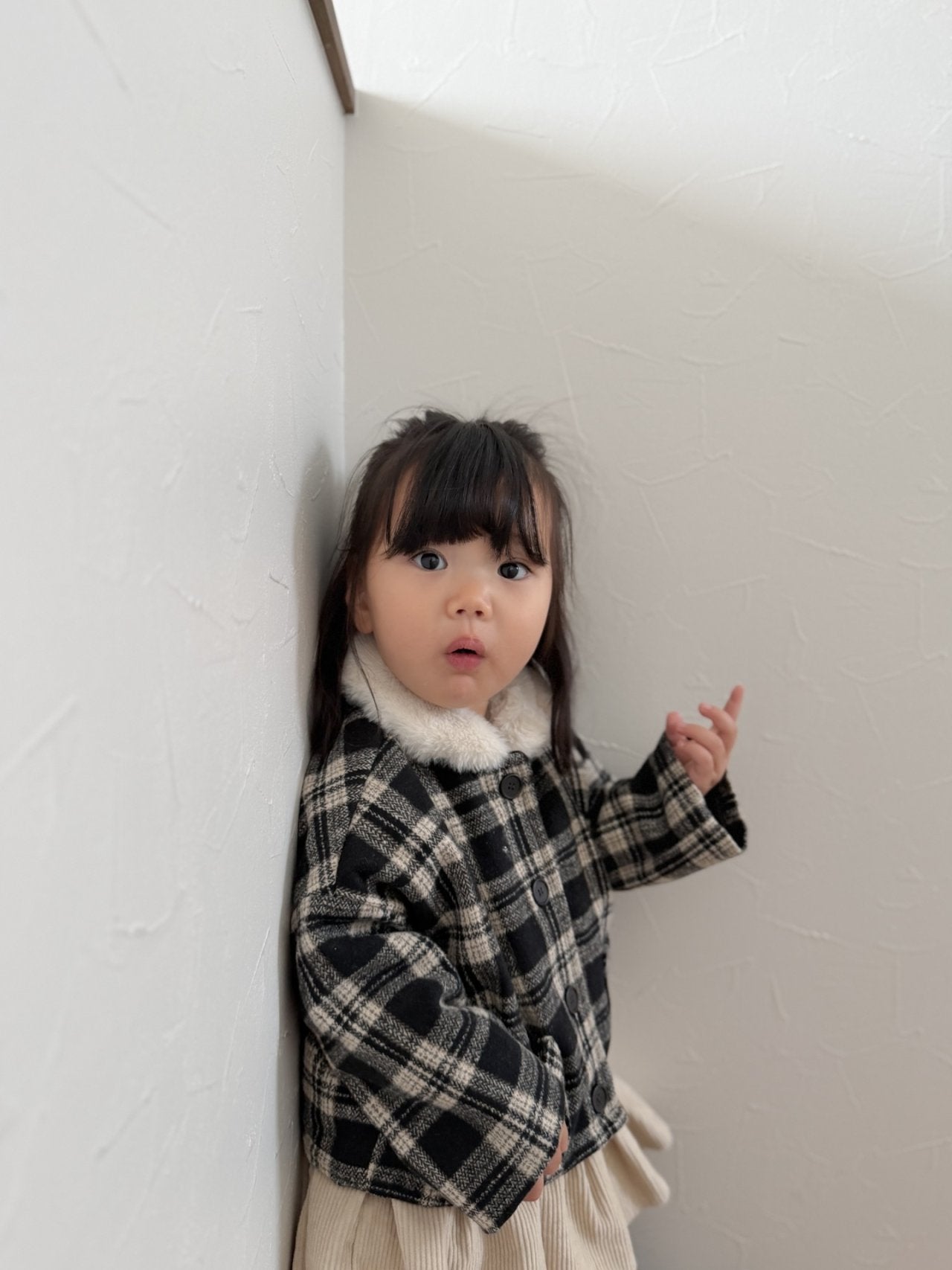 ［mimi market］Check fur coat